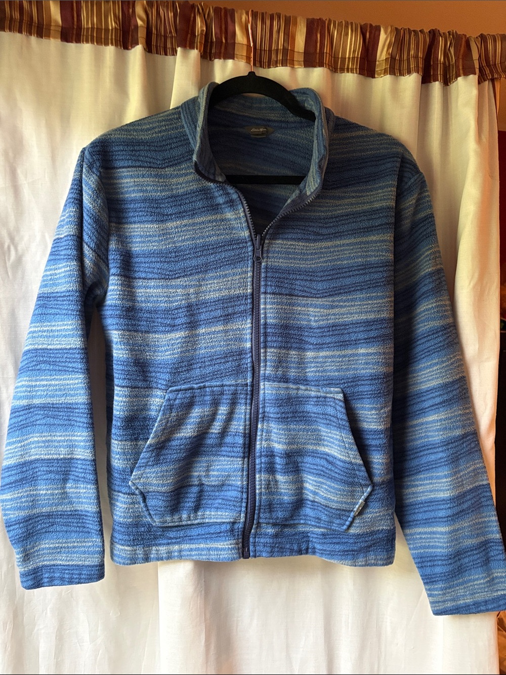 Boys Blue Striped Full-Zip Sweater Jacket